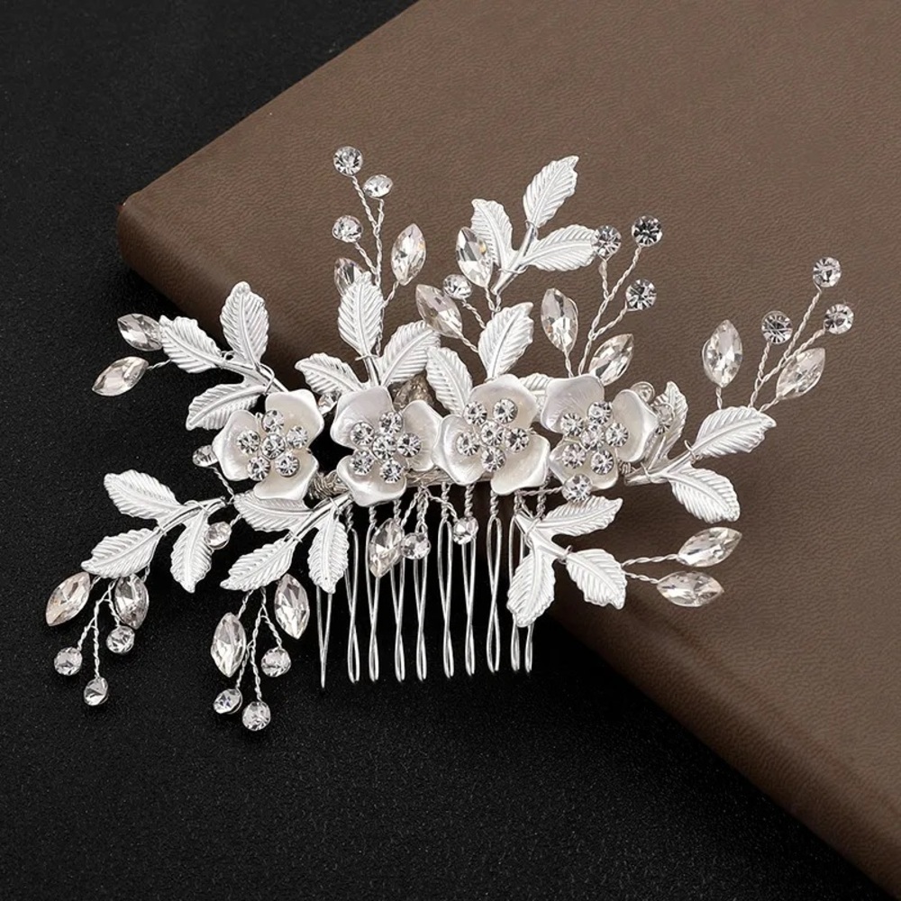 Rhinestone Bridal Hair Comb Pearl Tiaras for Women New Crystal Hairpin Clip - Picture 2 of 8